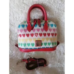 Dooney & Bourke Zip Crossbody Satchel Multi Heart Rainbow Hearts